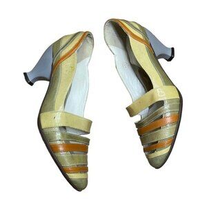 John Fluevog Blind Faith Mid Drew Heels Multicolored Shoes Women Size 8.5